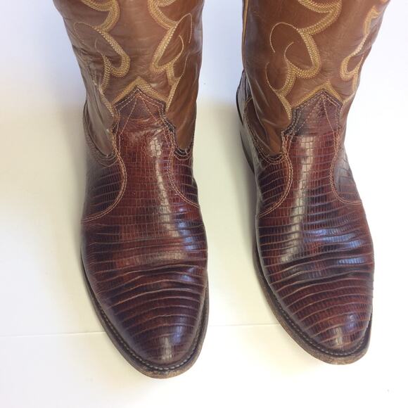Nocona Men's Cowboy Boots 7D Brown Tan Leather - Picture 5 of 8